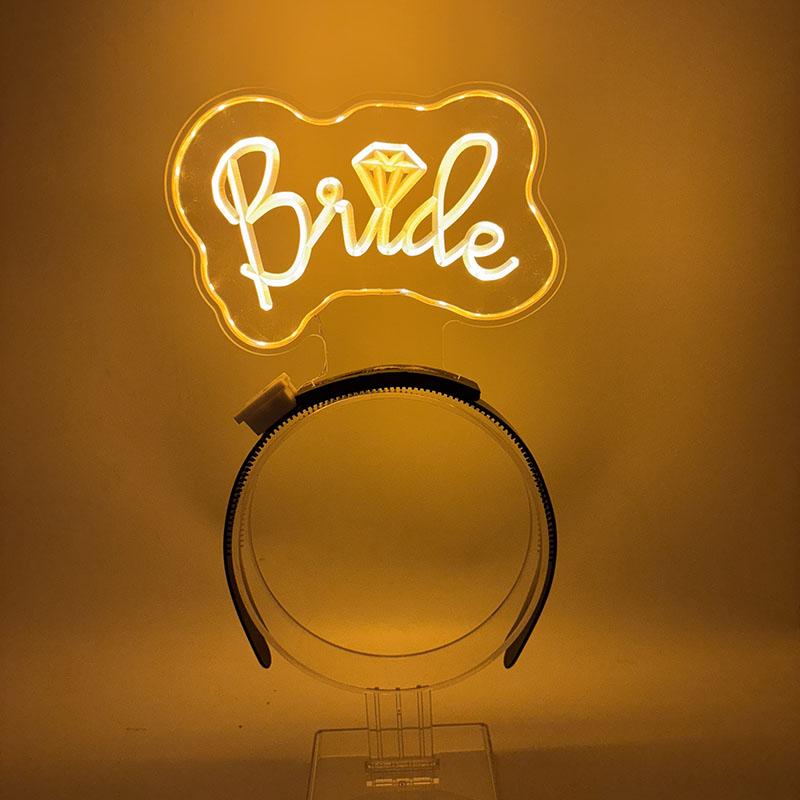 LED Acrylic Headband Wedding NightClub Hen Night Bride To Be Gift Fashion Glowing Bride To be Headband White Glow Hairband