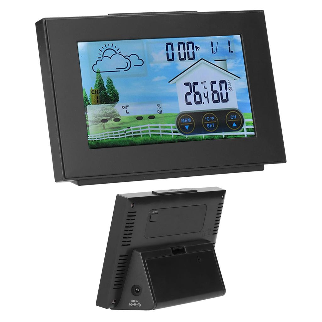 Weather Clock with Color Touch Screen Backlight Indoor Outdoor Thermometer Hygrometer Weather
