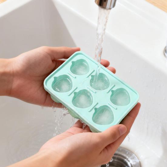 Silikon-Eiswürfelform mit Deckel, lebensmittelecht, leicht zu lösend, für Erdbeer- und Herzformen, auslaufsichere Gefrierform für Cocktails und Kaffee