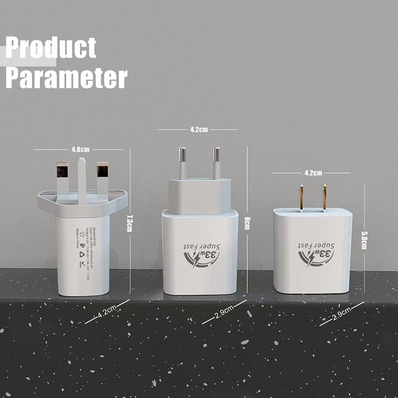 33W Usb Phone Charger Pd Fast Charging Power Adapter For Iphone For Ipad For Samsung Huawei Xiaomi Tablet Wall Eu/Us/Uk Plug