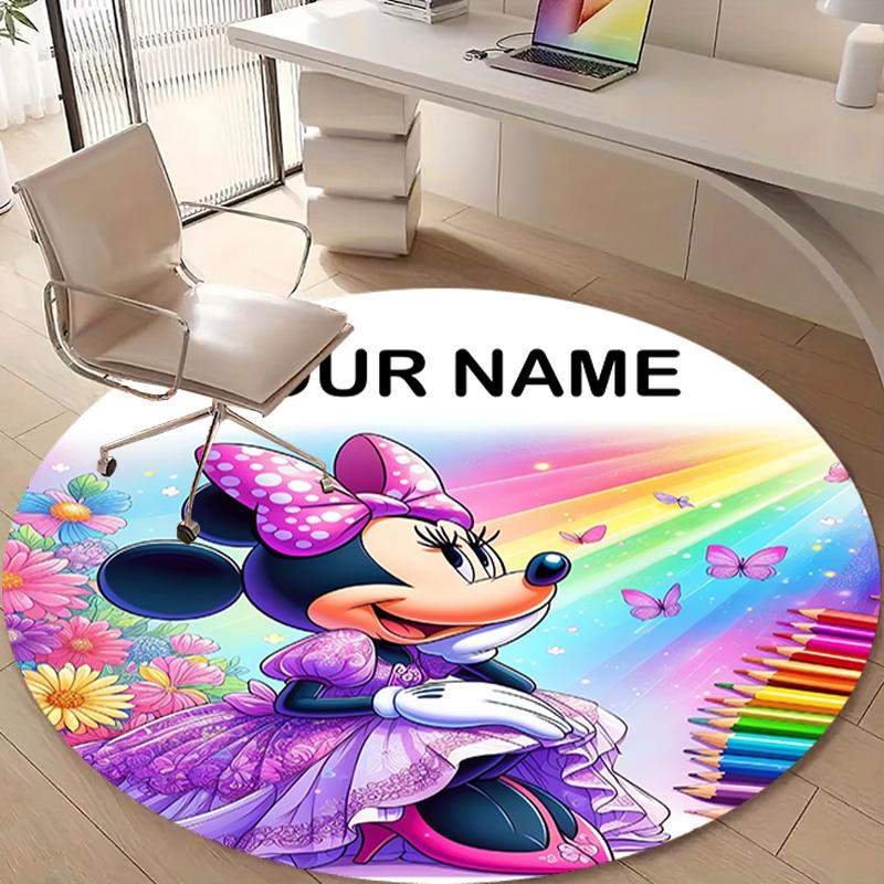 Personalized M-Minnie Round Chair Office Rug - Perfect for Mat, Office Chair & More - Ideal Gift for Birthdays and Holidays