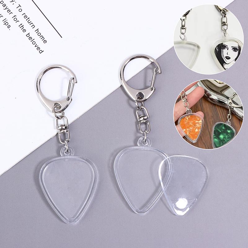 3/5Pcs Guitar Pick Collection Box Keychains Transparent Photo Frame Replaceable Detachable Pendant Musical Accessories