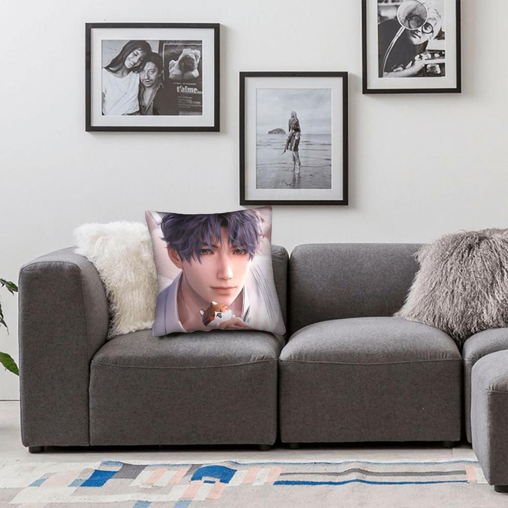 Pillow Case Love and Deepspace Square Game for Girls Pillow Cover For Living Room Bed Chair Retro Trendy Pillowcases