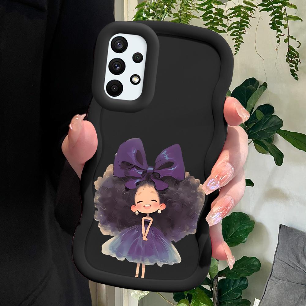 

Окрашенный узор Big Wave Edge Мягкий силиконовый материал Macaron чехол для телефона противоударный защитный резиновый чехол для Samsung Xiaomi Poco Redmi Redmi Note 12R Pro 5G чёрный