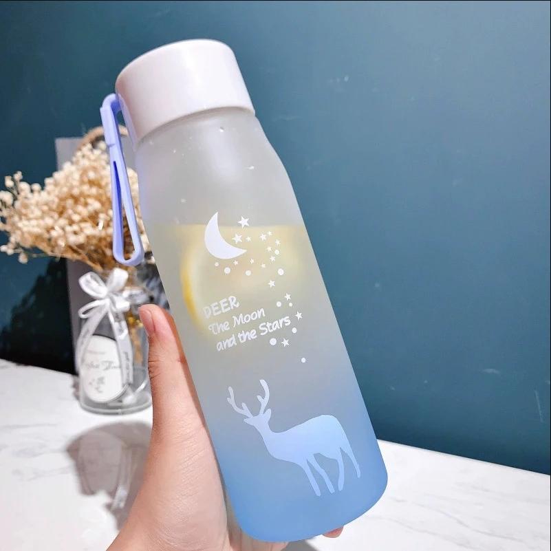 

580ml Water Bottle Portable Gradient Color Plastic Water Cup Outdoor Sports Leakproof Drinking Bottle небо синє кольору