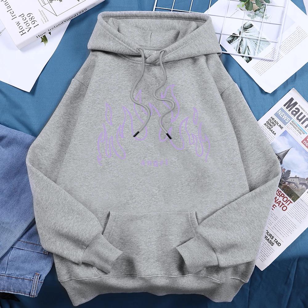 Angel Purple Fire Printed Tracksuit Women Image Novelty Fashion Hoody Comfortable Warm Hoodie Female Casual Daily Basic Clothes