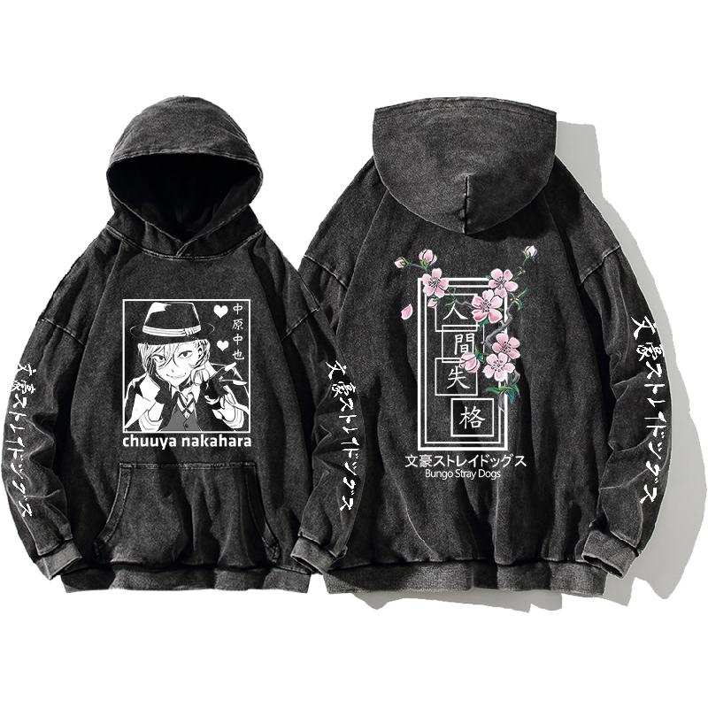 

Худи Bungo Stray Dogs Накахара Чуя Манга Толстовки Мужские Женские Длинные Рукава Свободный Уличный Стиль Выстиранный Хлопок Пуловер Одежда XXL чёрный