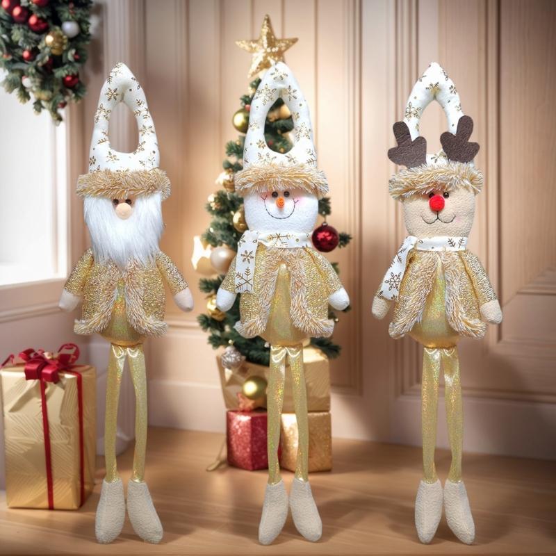Christmas Doll Door Ornament Multipurpose Long Leg Doll Hanging Decoration For Tree Door Handle Bookshelf Curtain Window