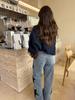 Women's New Fashion Casual Five-Point Star Loose Straight Jeans Pants 