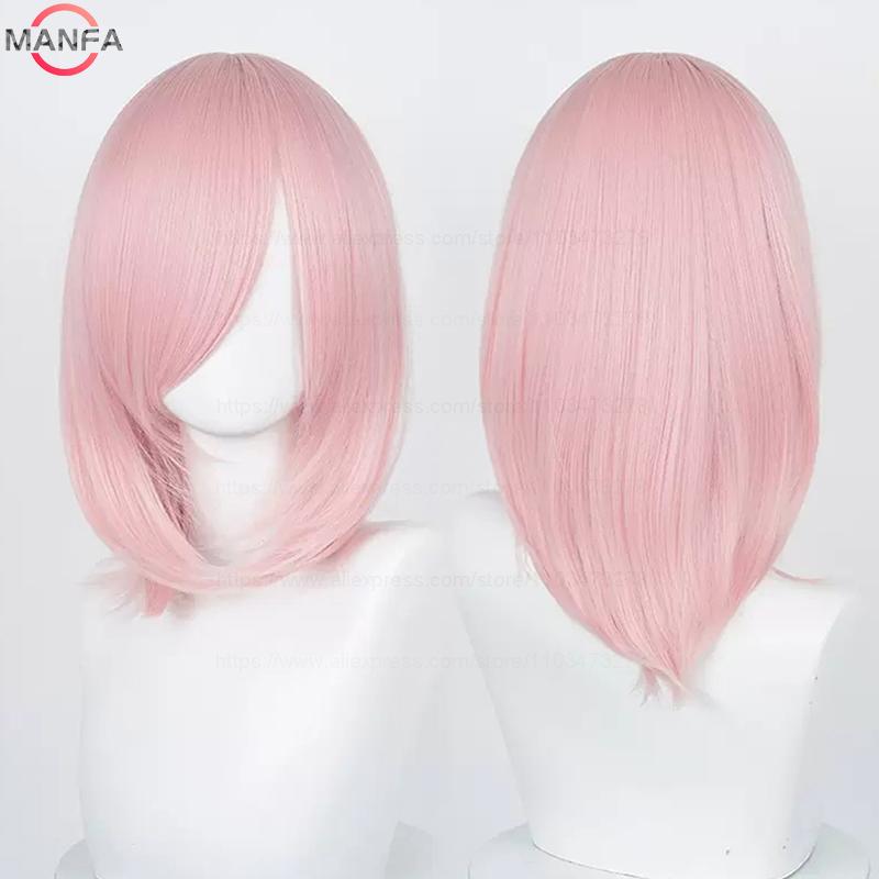 40cm Medium Basic Anime Cosplay Wig Bang Blond  Black White Red Pink Green Brown Gold Blue Heat Resistant Synthetic Hair Wigs