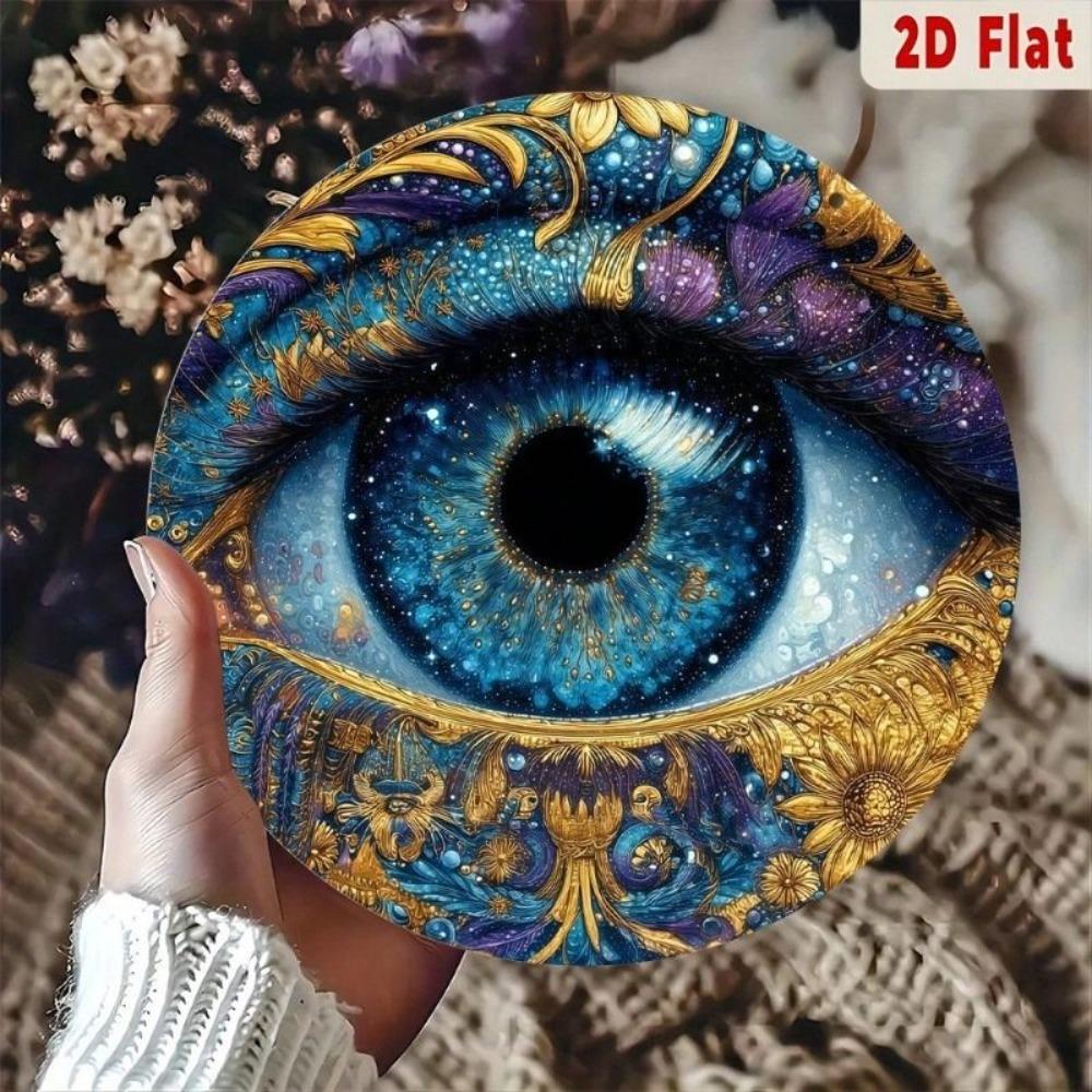 Poster Artistico da Parete in Metallo, Occhio nel Cielo Stellato con Fiori, Decorazione per Soggiorno