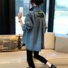 Vintage Blue Denim Shirt Women Loose Fit Korean Style Casual Stand Collar Blouse Spring Autumn Fashion