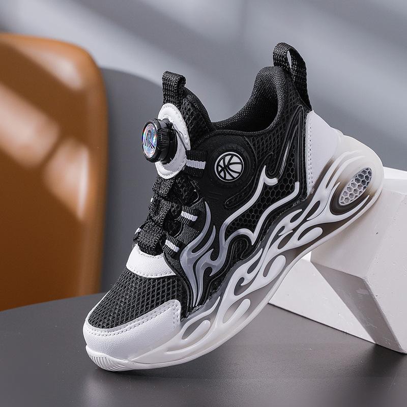 Children's basketball shoes 2025 spring and autumn new mesh breathable boys' shoes medium and older children's sports shoes light and non-slip