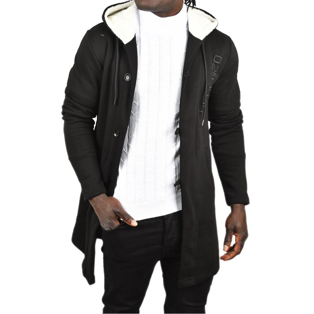 DeepSEA Düğmeli Kapüşonlu Dar Kesim Panço Uzun Hırka 2500644