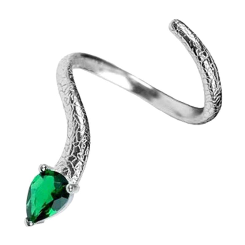 

Silver Color Cool Snake Shape Rings for Women Green Crystal Adjustable Open Finger Ring Weddings Party Jewelry Gift 1