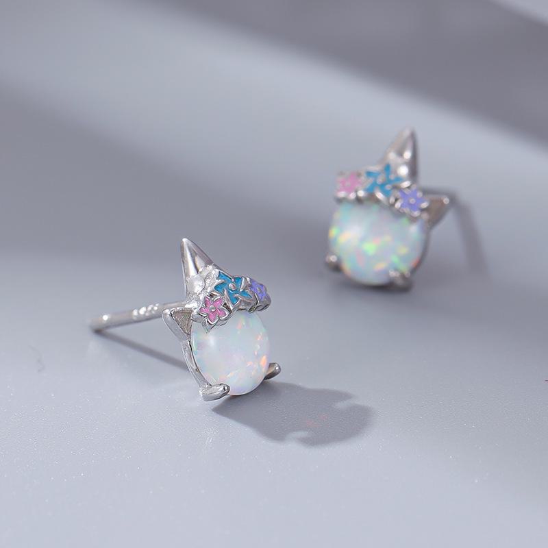 

Серьги Banyan Tree S925 Silver Rainbow Unicorn Opal для женщин и девушек ES2244 белого золота