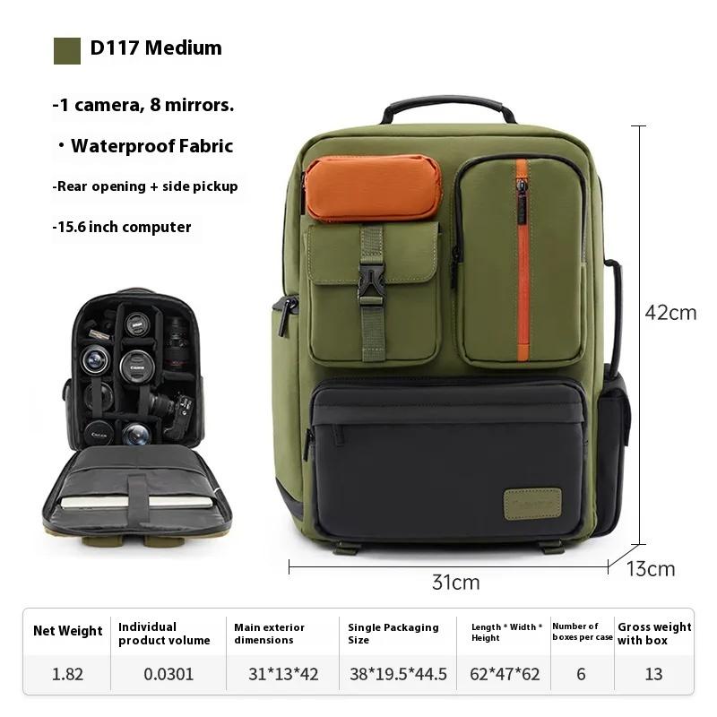 

Double Shoulder Photo Bag Splicing Contrasting Color Waterproof Micro SLR Camera Bag Outdoor Leisure Digital Bag Army green Medium