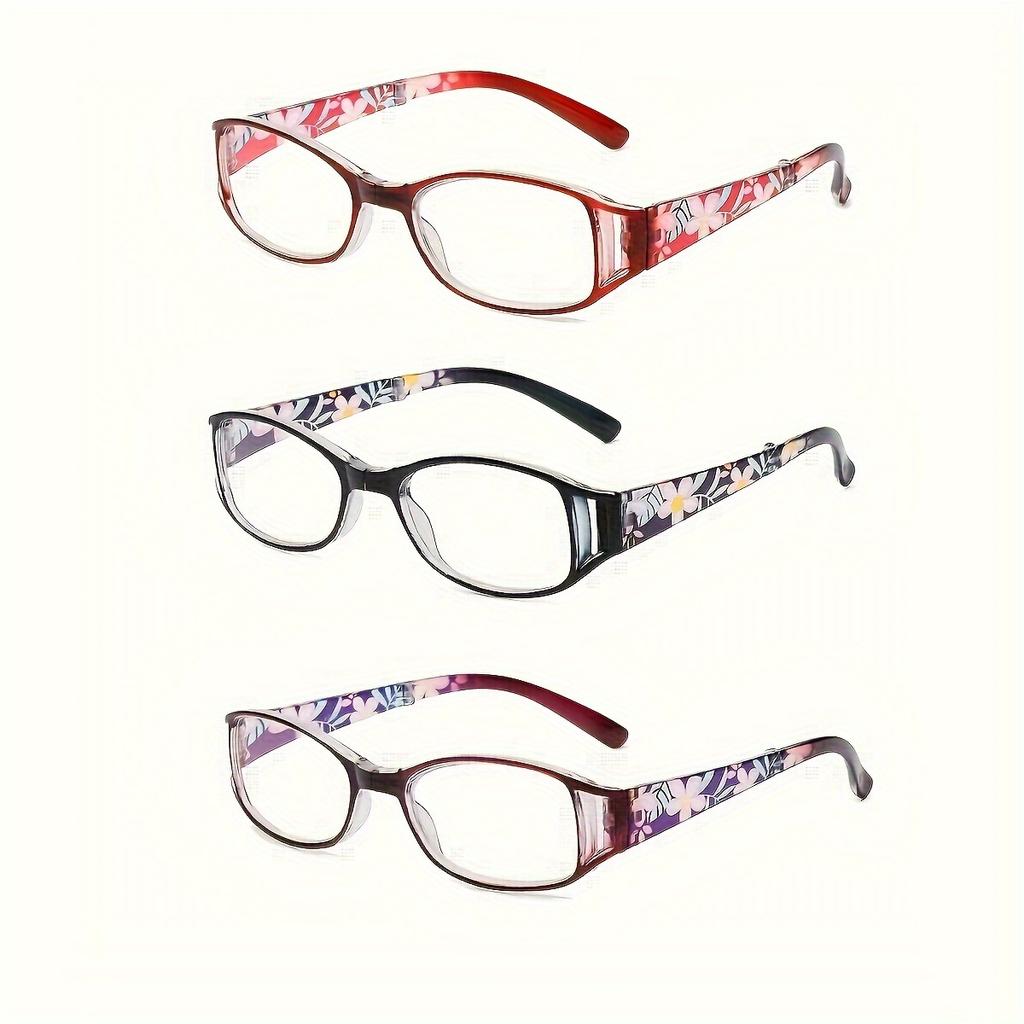 3 Pairs Floral Pattern Reading Glasses Stylish Blue Light Blocking Folding Reading Glasses Small Folding Readers for Women Men
