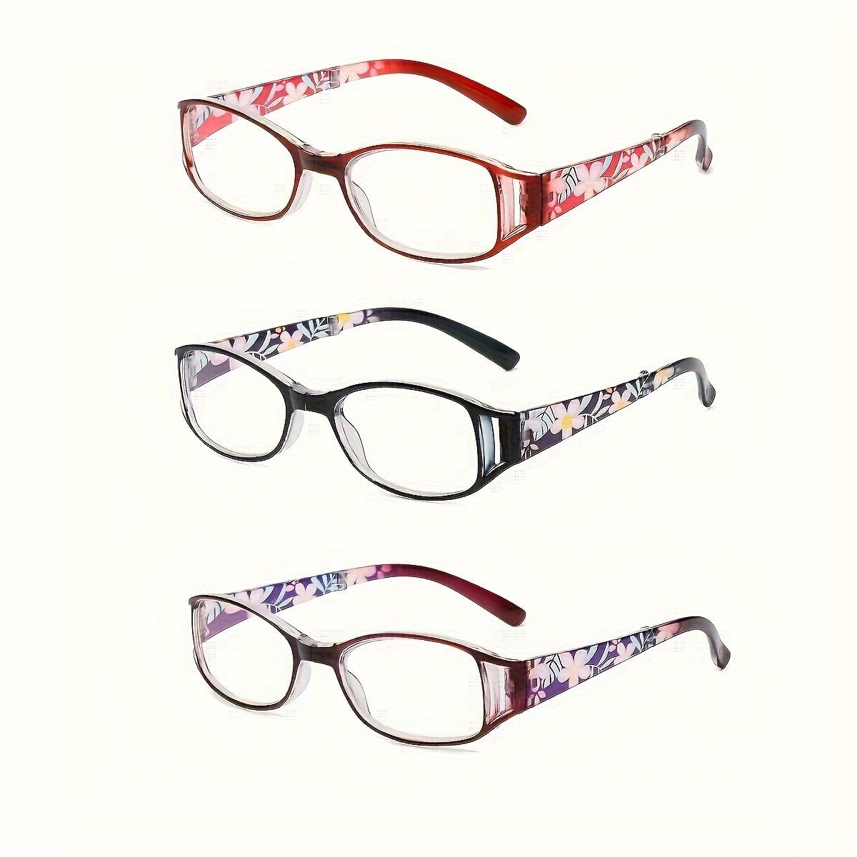 

3 пары очков для чтения с цветочным узором, стильные складные очки для чтения с блокировкой синего света, небольшие складные очки для чтения для женщин и мужчин 1.5