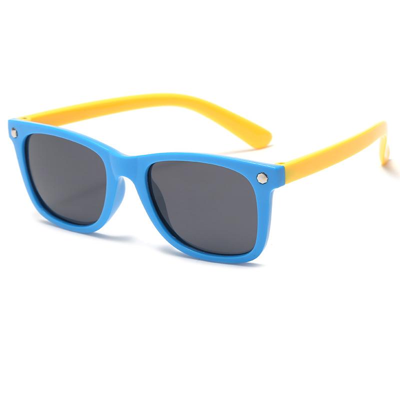 

Color Block Kids Polarized Sunglasses, Classic Square Frame Design, Uv400 Protection Baby Sun Protection Eyeglasses S5018 синий