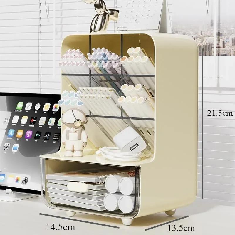 

Наклонный вставной держатель для ручек Стеллаж для хранения Расширенный и приподнятый Контейнер для ручек Многосекционный стеллаж для хранения с ящиками Коробка для хранения