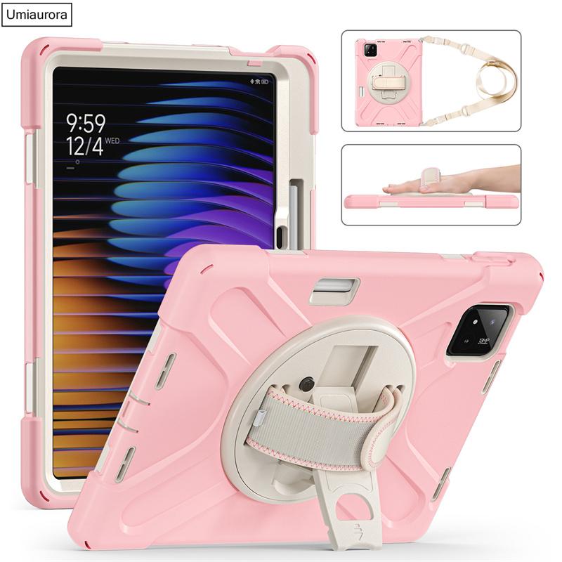 Pour Xiaomi Mi Pad7 11.2 Pad 5 6 11" 6S Pro 12.4" 7S Pro 12.5 Pouces Étui Robuste Antichoc pour Tablette avec Support Sangle Main Épaule Funda