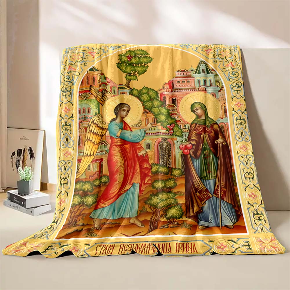 6 Sizes Jesus Virgin Maria Believer Pray Printed Blanket Soft and Comfortable Home Travel Blanket Adult and Child Warm Blanket