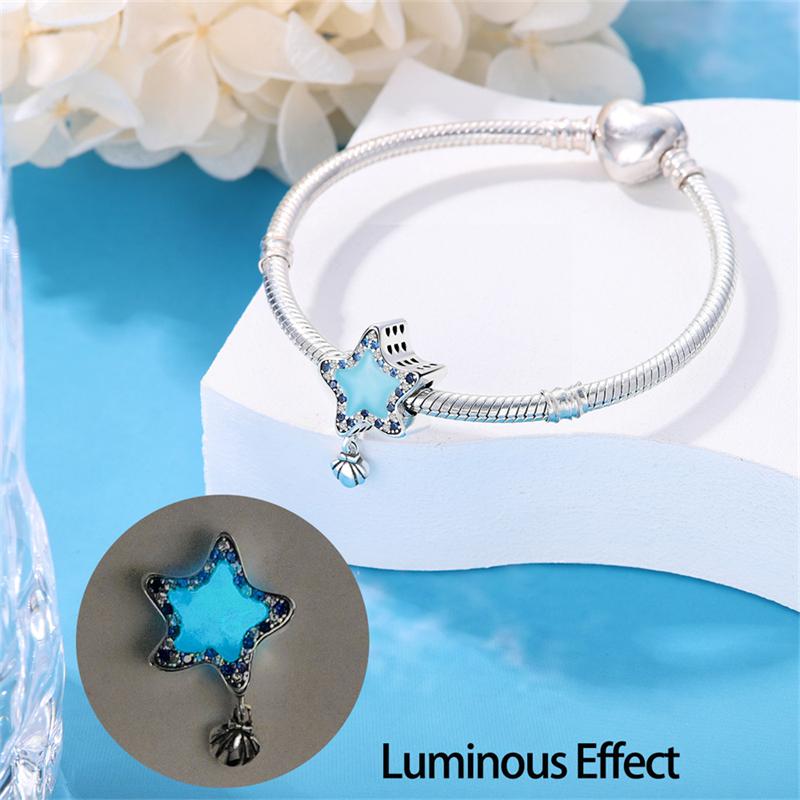 Copper Ocean Series Octopus Turtle Luminous Charms Fit 4Mm Hole Diameter Bracelet Charm Beads Necklace Diy Female Jewelry