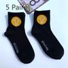 5 Pairs of Men's and Women's Short Socks Tide College Style Personality Sports Skateboarding Cotton Socks