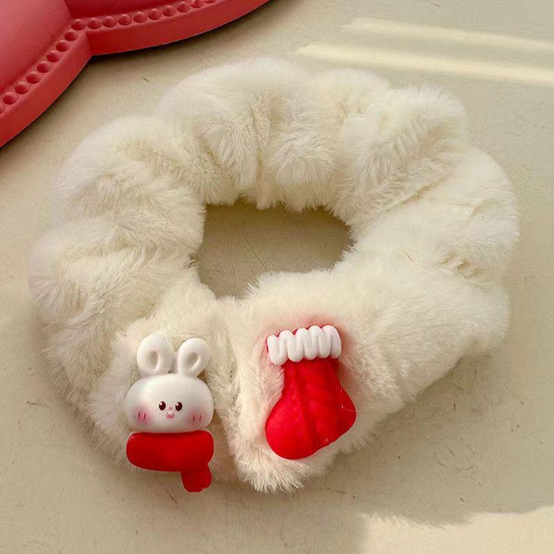 Autumn & Winter Plush Scrunchies: Christmas Snowman & Tree Hair Ties, Boutique Hair Accessories