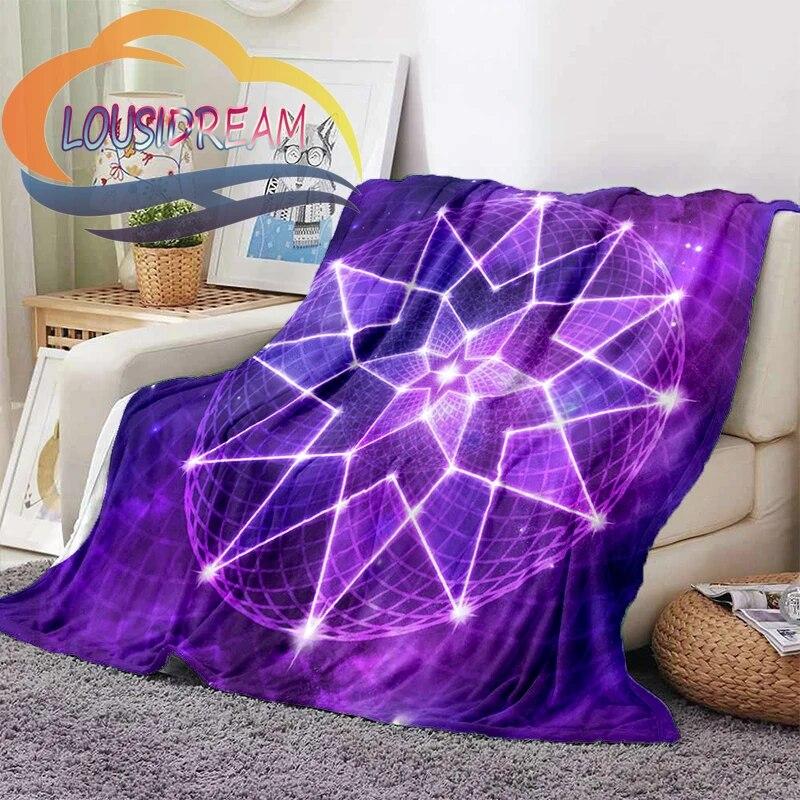 Flower of Life and Dature Stramonium Datura Flannel Warm Soft Fashion Blanket Plush Sofa Bed Throw for Picnic
