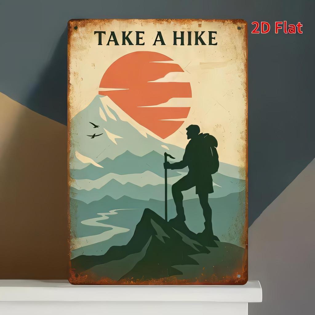 Tin Sign Take A Hike Vintage Outdoor Hiking Poster Metal Sign Retro Rustic Cabin Wall Art Home Decor for Entrance Garage Bar