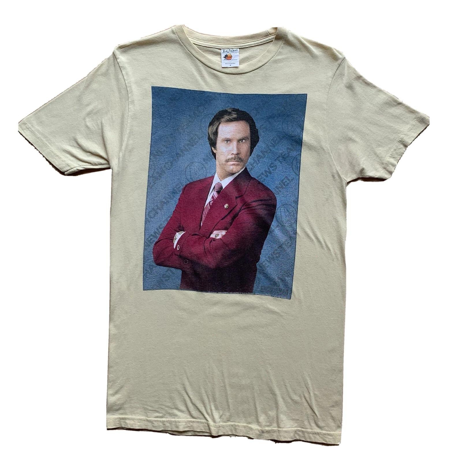Anchorman Movie Promo Shirt M Yellow Will Ferrell Comedy Funny Y2K Kanye West 3XL