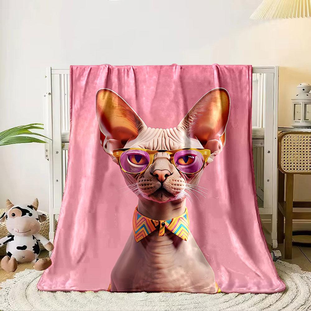 Stylish Sphynx Cat Blanket for All Seasons Blanket Lunch Break Throw Gift