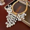 Female Personality Letter Pearl Tassel Necklace