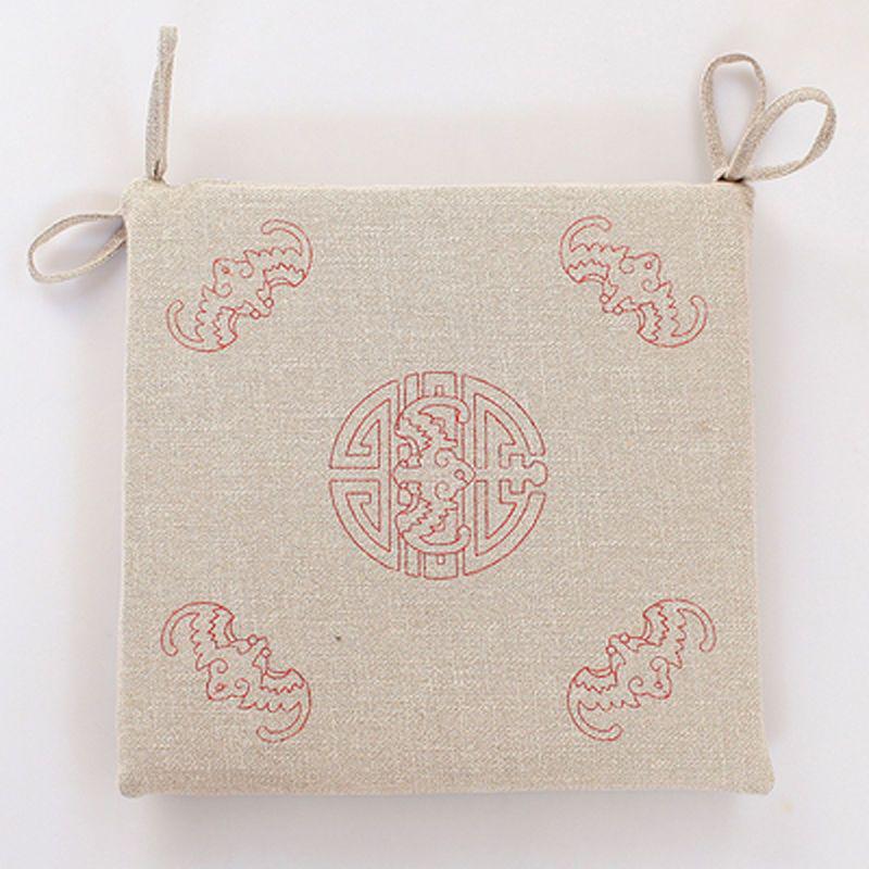 Four Seasons Linen Chair Cushion: New Chinese Style for Tea, Mahjong, Computer, Crescent, or Dining Chairs.