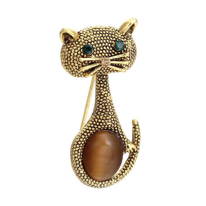 Korean Style Cat Eye Flower Brooch - Adorable Unisex Pin