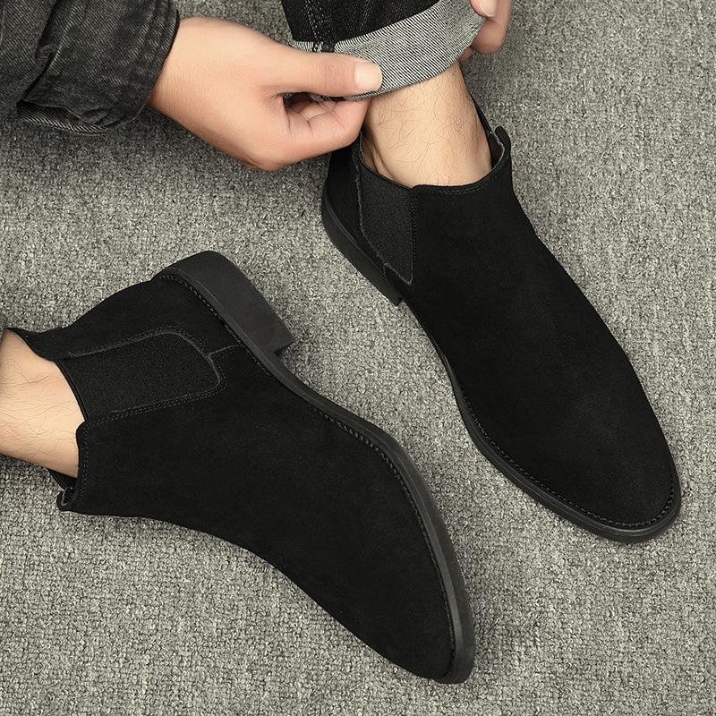 Martin Boots Men's High-top Leather Shoes Chelsea Boots Men's Mid-top Spring and Autumn Men's Shoes Men's British Style Men's Boots Breathable