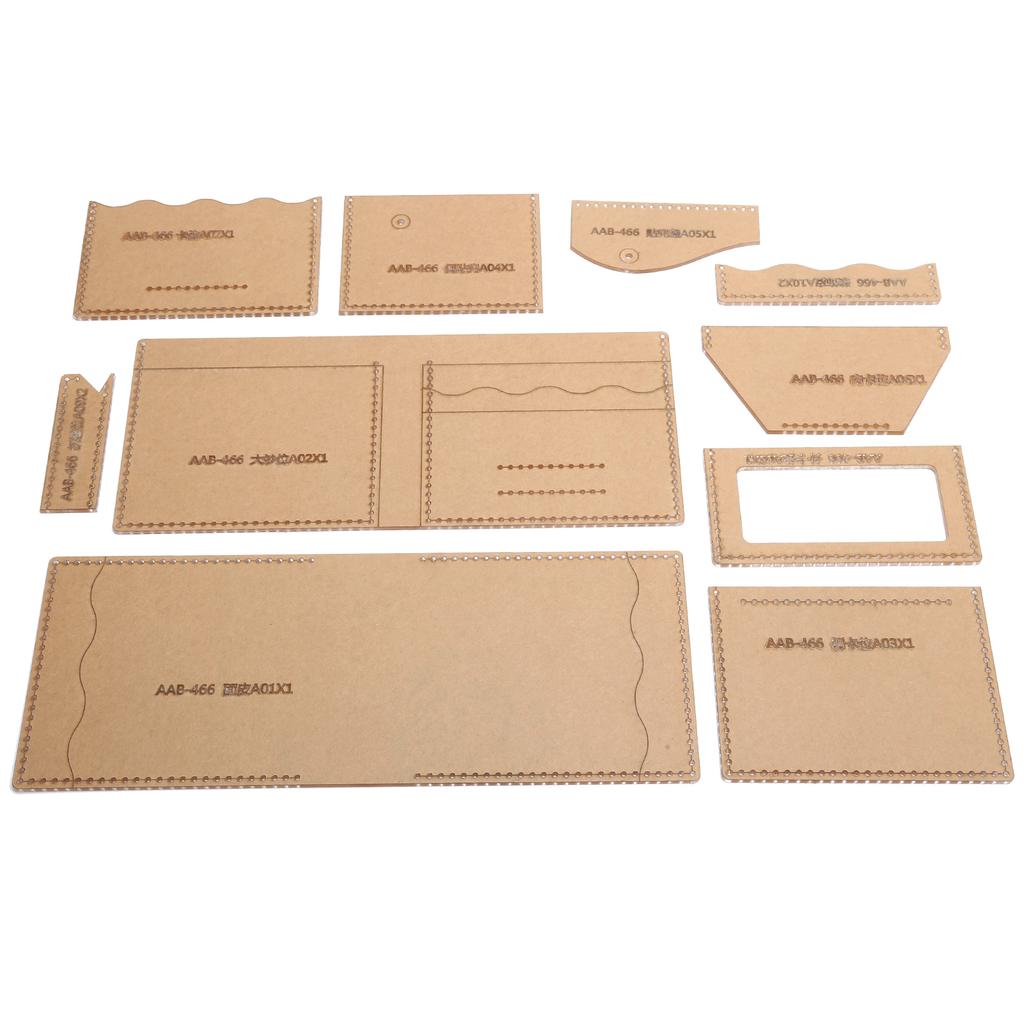 Short Wallet Leather Pattern Design Template DIY Handicraft Acrylic Template Set (AAB‑466)