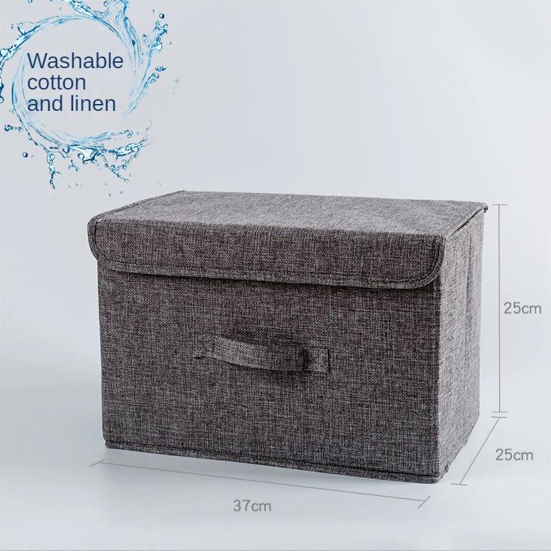 Thicken Storage Boxes Foldable Clothes Box High-quality Cotton and Linen Storage Box with Lid Washable Cloth Storage Boxes