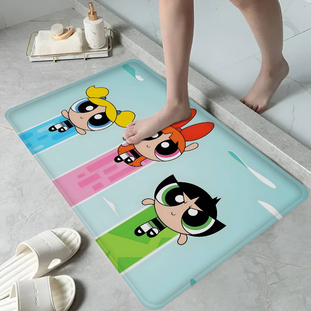 Cartoon P-Powerpuff G-Girl Niedliche Fußmatte INS Stil Weicher Schlafzimmerboden Haus Waschküchenmatte Rutschfeste Haushalts Teppiche