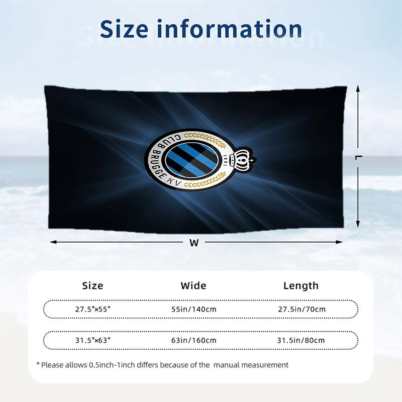 Club Brugge FC Stampa Asciugamano da Spiaggia Quick Dry Microfibra Assorbente Portatile da Viaggio Asciugamano da Nuoto