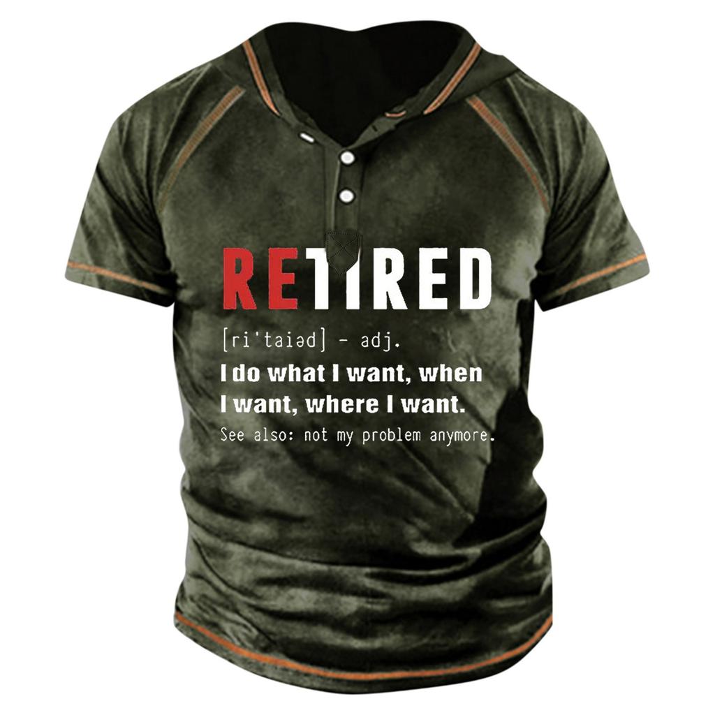 Men'S Printed T-Shirt Outdoor Street Short-Sleeved Hooded Button T-Shirt