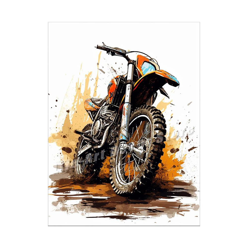 Watercolour Dirt Bike Motocross Posters Prints Canvas Painting Motorcycle Motorbike Wall Picture for Room Home Decor Biker Gift
