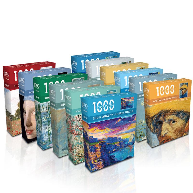 1,000-Piece High-Difficulty Jigsaw Puzzle for Adults - Stress Relief and Boredom Buster Featuring Famous Van Gogh Oil Paintings.