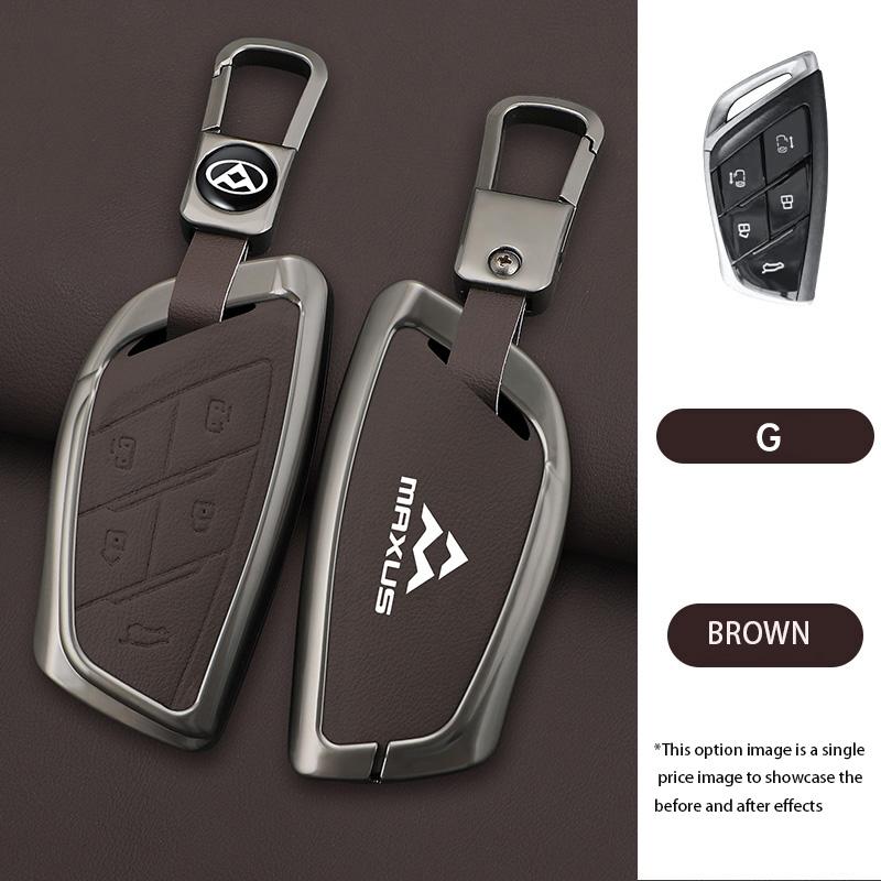 Zinc Alloy Leather Car Remote Key Cover Fob Case Protector Holder Shell For MAXUS G90 MPV MIFA 9 2022 Keychain Accessories