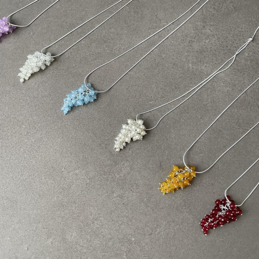 Jewelry Grapes Pendant Necklace Vintage Pearl Grape Sweater Chain Grape Cluster Necklace  Summer