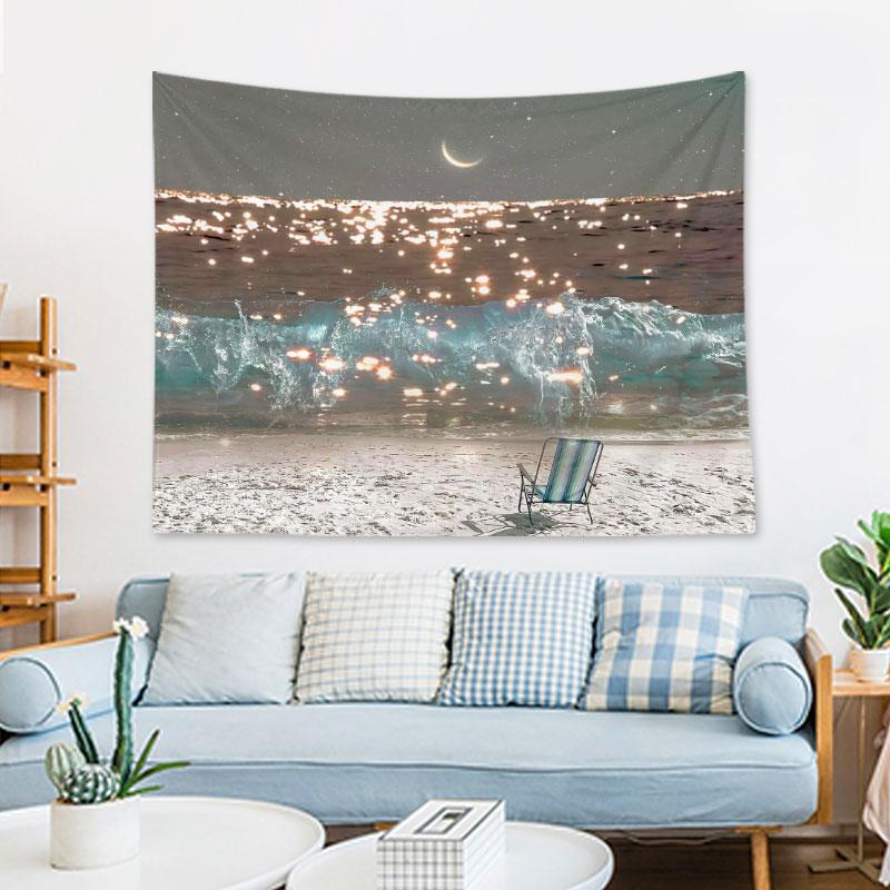 Pink Moon Star Tapestry Bohemian Style Decorative Room Tapestry Living Room Wall Canvas Wall Decorative Tapestry