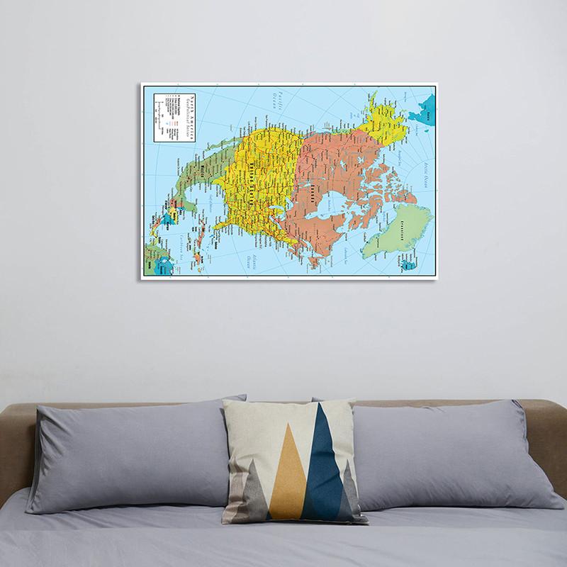 The North America Political Map Painting Home Decor Poster Wall Art Picture,Geographical Tools,Tourism/education Tools