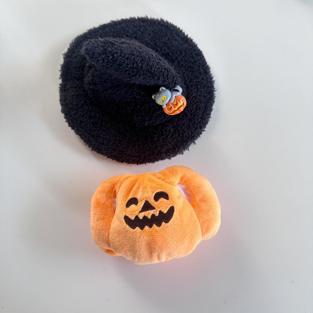 (clothes Only) For 17cm Labubu Doll Halloween Pumpkin Hoodie Set Idol Sitting Party Mini Plush Cute Decoration Costume